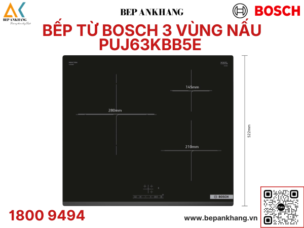 BẾP TỪ BA VÙNG NẤU BOSCH PUJ61RBB5E SERIE 4 - MADE IN SPAIN 